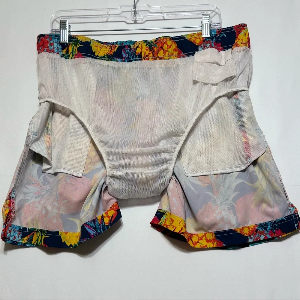 George Men's Size L Pineapple Print Swim Trunks -‎ Excellent